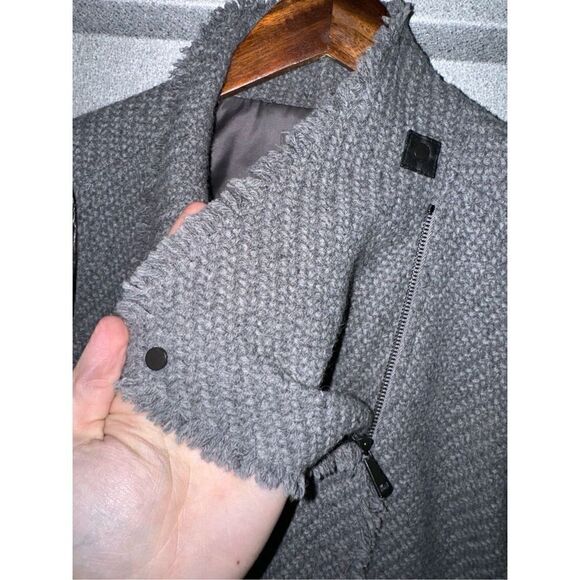 Vince Black & Gray Lambskin Leather Knit Racer Jacket Size XS - Picture 5 of 12